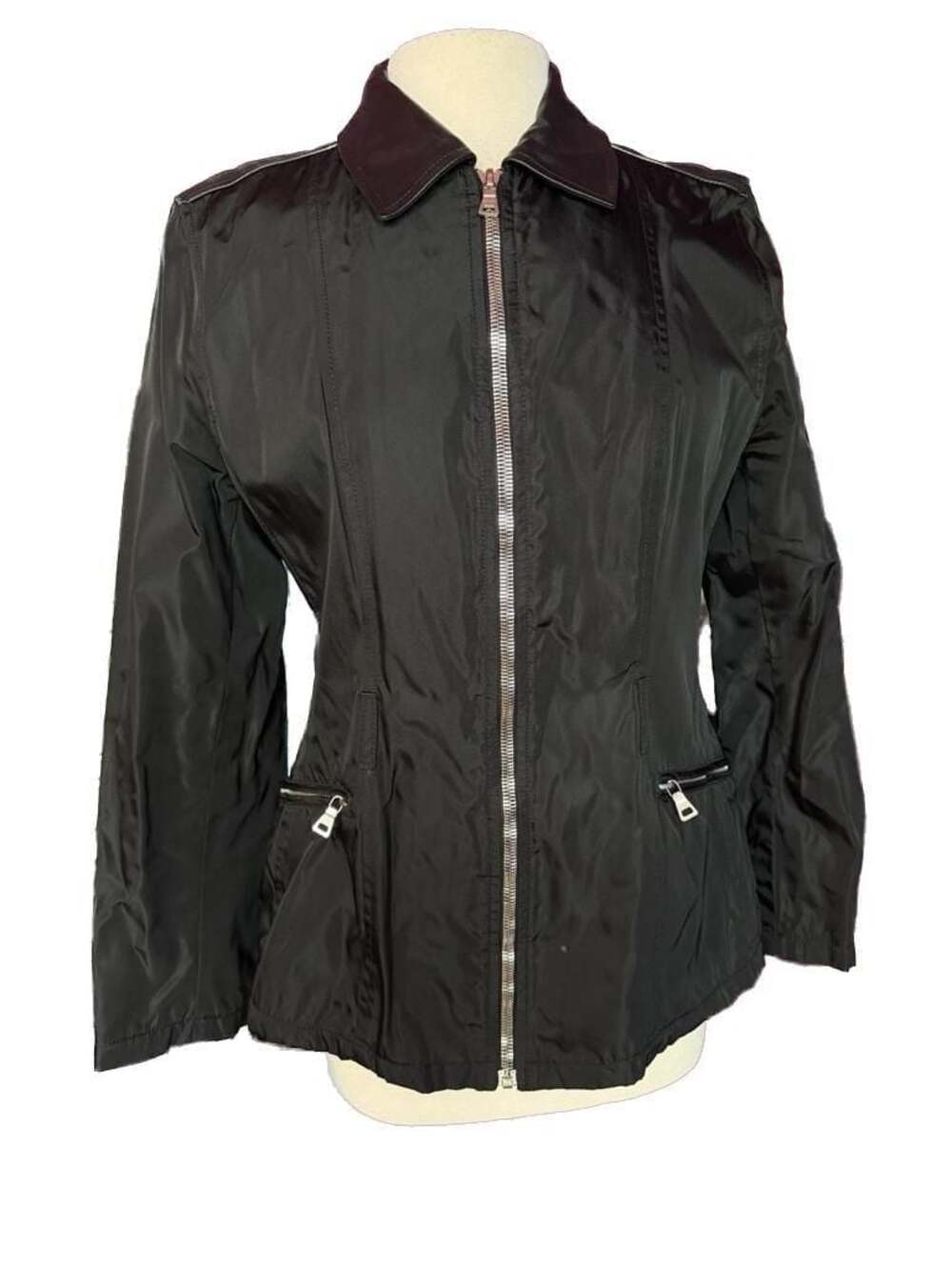 Prada Milano Black Nylon and Leather Jacket Size XL